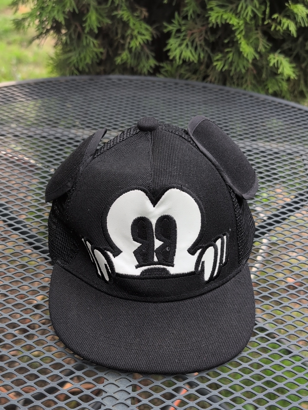 Kids Black Character Baseball Cap with Ear Details Mikey Mouse